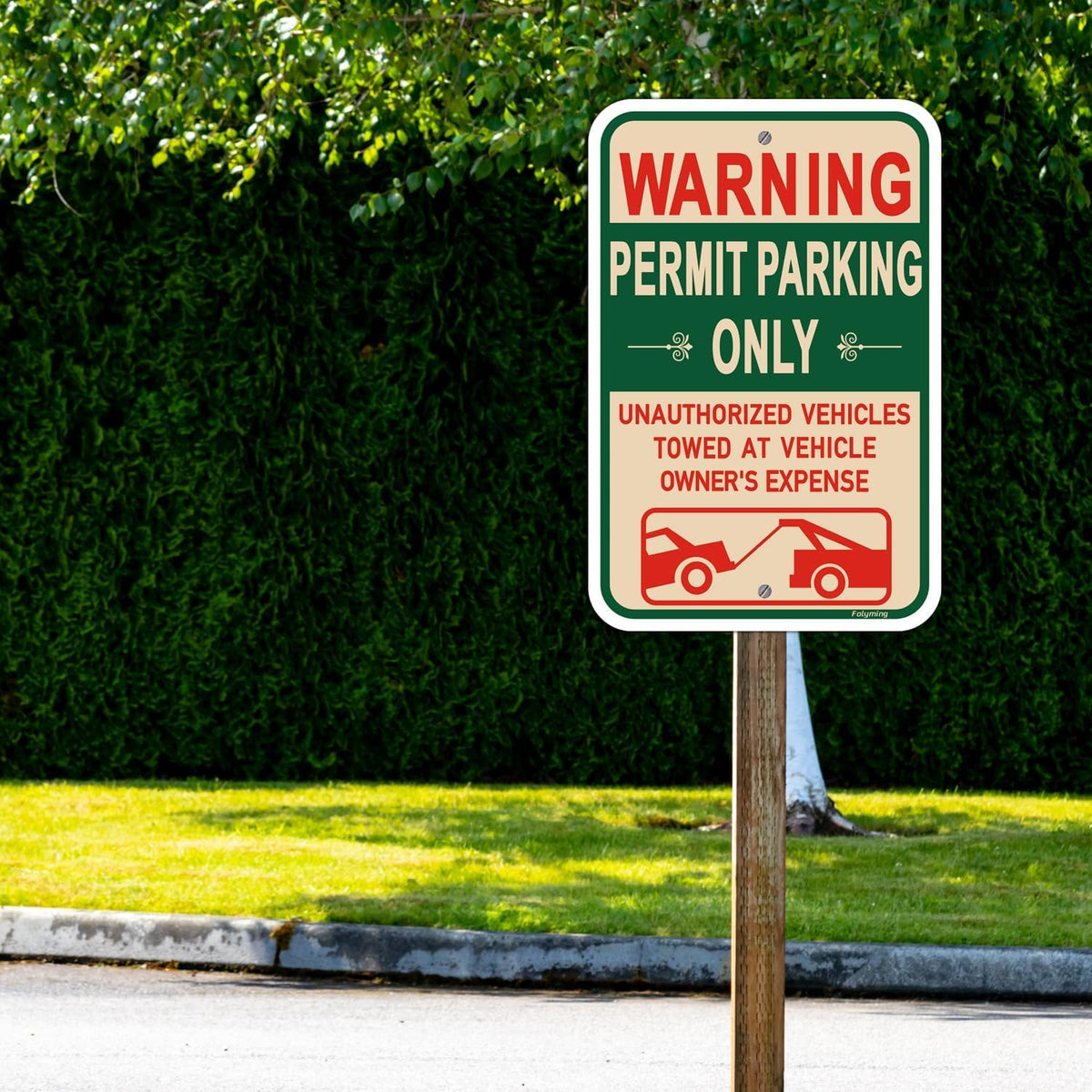 2 Pack Warning Permit Parking Only Signs Unauthorized Vehicles Towed At Vehicle Owner’s Expense 18” x 12” No Parking Signs Will Be Towed Rust-Free Aluminum Weatherproof Easy to Install