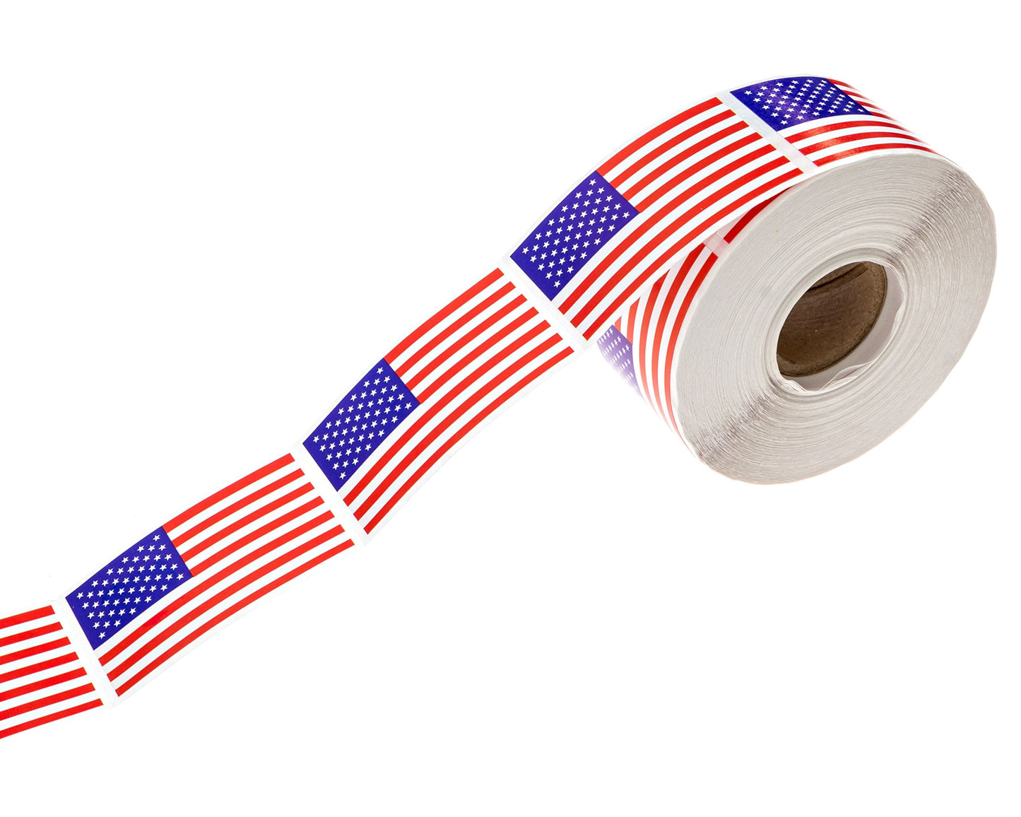 500 American Flag Stickers / 1.25" x 2.125" USA Patriotic Stickers/Perforated Patriotic United States Flag Sticker Roll/Made in The USA Everyday