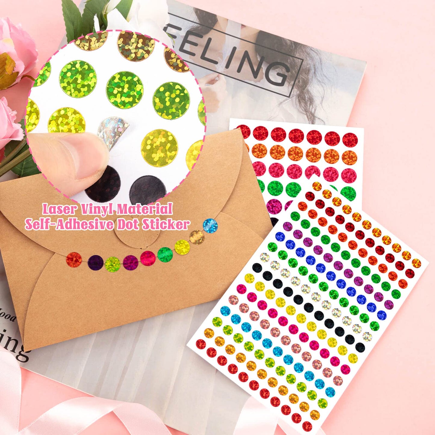 5060 PCS Small Shiny Dot Colored Stickers - 1/4" and 1/2" Tiny Glitter Round Stickers, Mini Sparkle Laser Circle Stickers for Kids Teachers Student Classroom Office,16 Colors 5060dot stickers