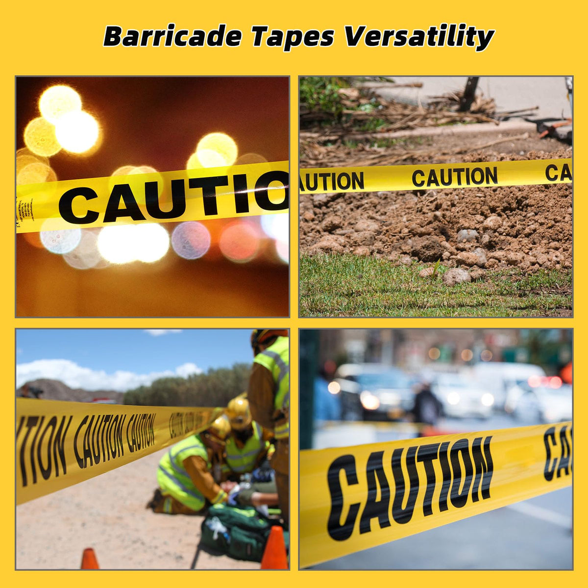 ZKH Premium Caution Tape - High Visibility 3 inch x 1000 feet Yellow Tape with Bold Black Text for Safety and Hazard Warnings, Perfect for Construction, Halloween Decorations 1PCS