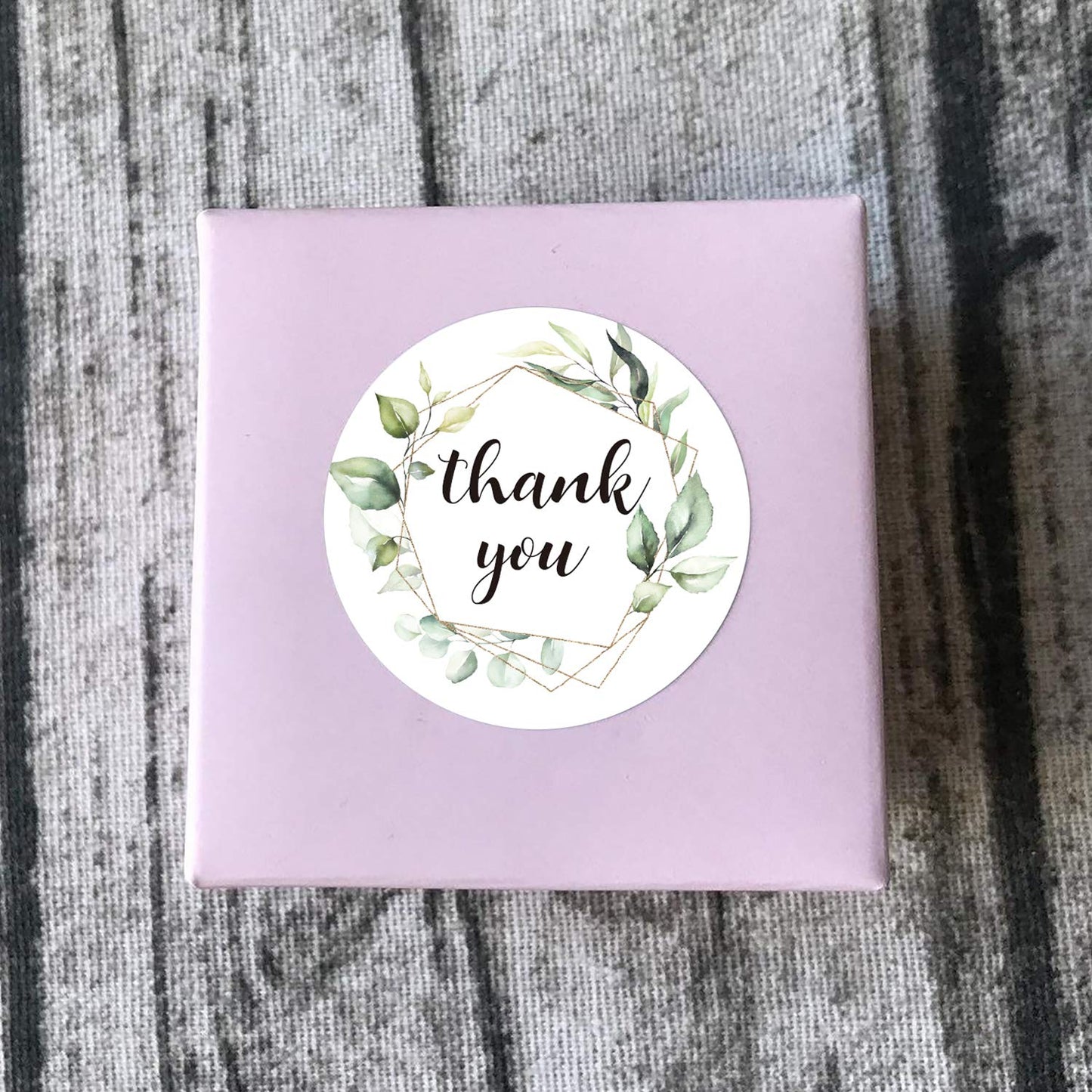 500 Greenery Thank You Label Stickers, Chic Golden Eucalyptus Leaves Wreath Thank You Stickers, 6 Different Designs, 1.4 Inches Round Thank You Stickers Roll, Wedding Favors.