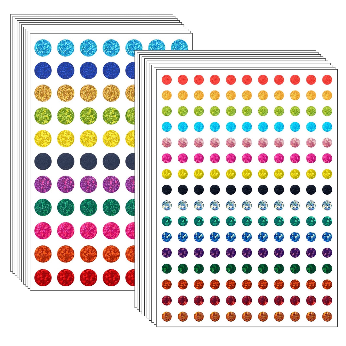 60 Sheet 7950 Pieces Small Shiny Dot Colored Stickers Coding Label Sticker, 1/4" and 2/5" Glitter Circle Dot Labels for Home Office Students (Colorful) Colorful