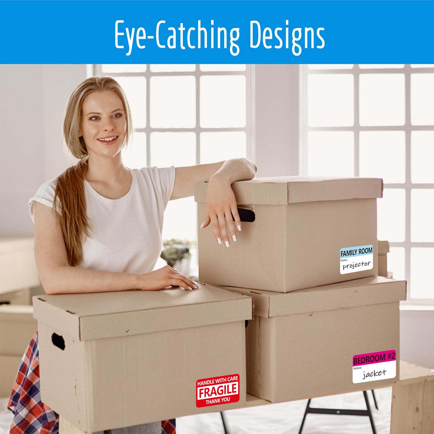 600 PCS Home Moving Labels, 20 Designs Color-Coding Packing Box Labels Pre-Printed Stickers with Writable Notes Areas (Each Measures 2” x 3”) 600