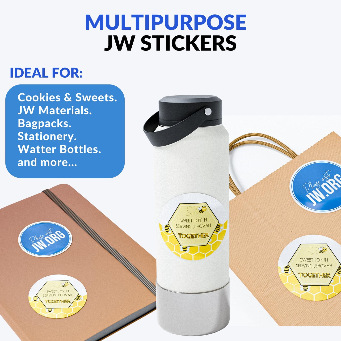 1.9 Inch JW Stickers Pioneer Ideas Bulk, Jehovahs Witnesses Gifts, JW Pioneer School Gifts, JW.org Stickers, Jehovahs Witnesses Ministry Supplies for Convention, Precursores, Field Service
