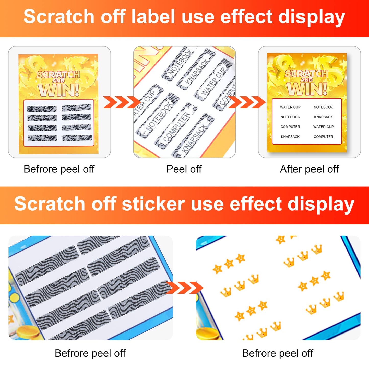 Scratch Off Sticker self-Adhesive Scratch Off Label 0.315x1.575inch 1000pcs/roll