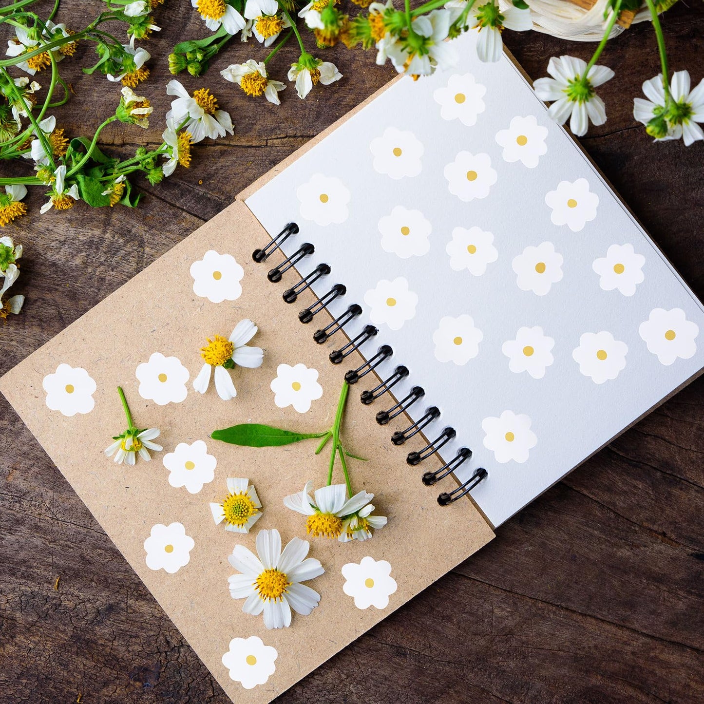 Whaline 480Pcs Boho Groovy Stickers Daisy Flower Decal Stickers Floral Self-Adhesive Label Stickers for DIY Crafts Scrapbooking School Teacher Students Rewards, 12 Design
