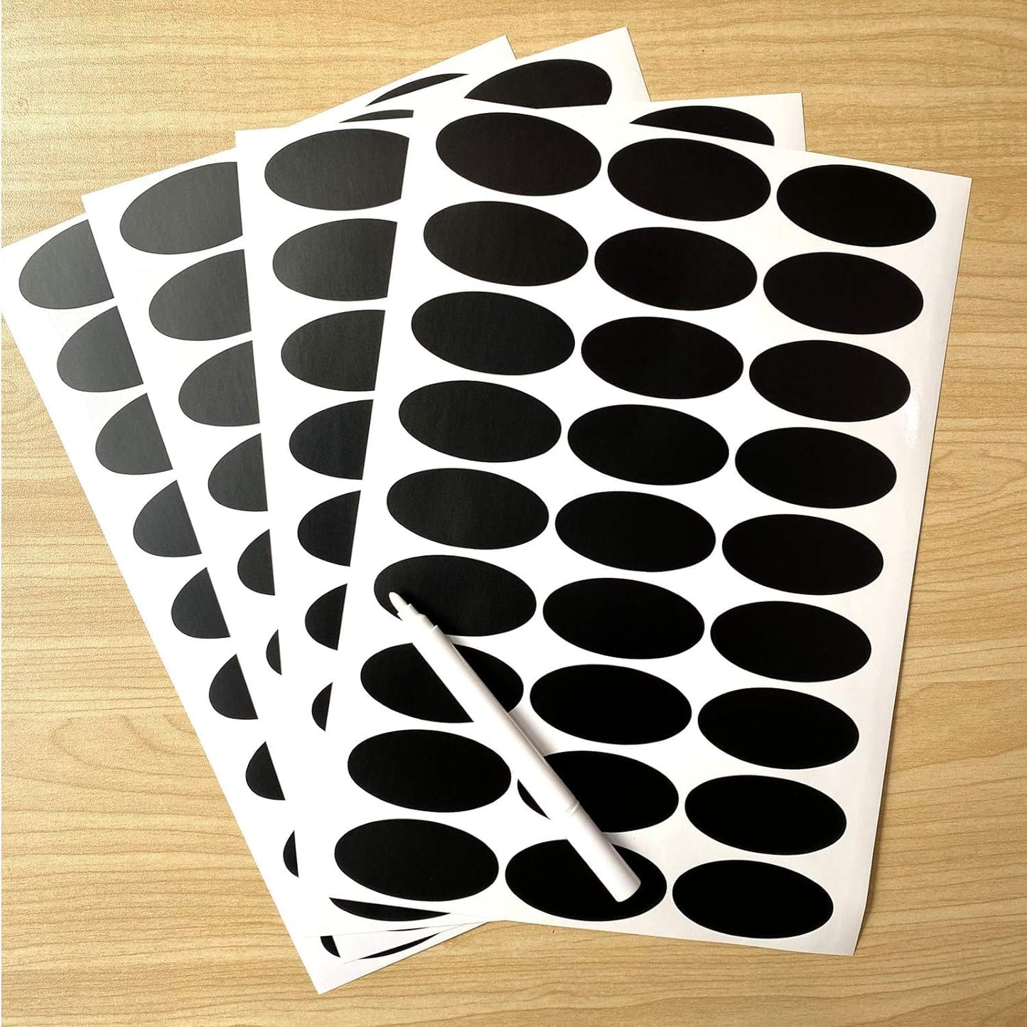 Small Oval Chalkboard Labels Waterproof Stickers for Sugar Jars,Party,Crafts Rooms,Weddings and Kitchen,Free a White Chalk