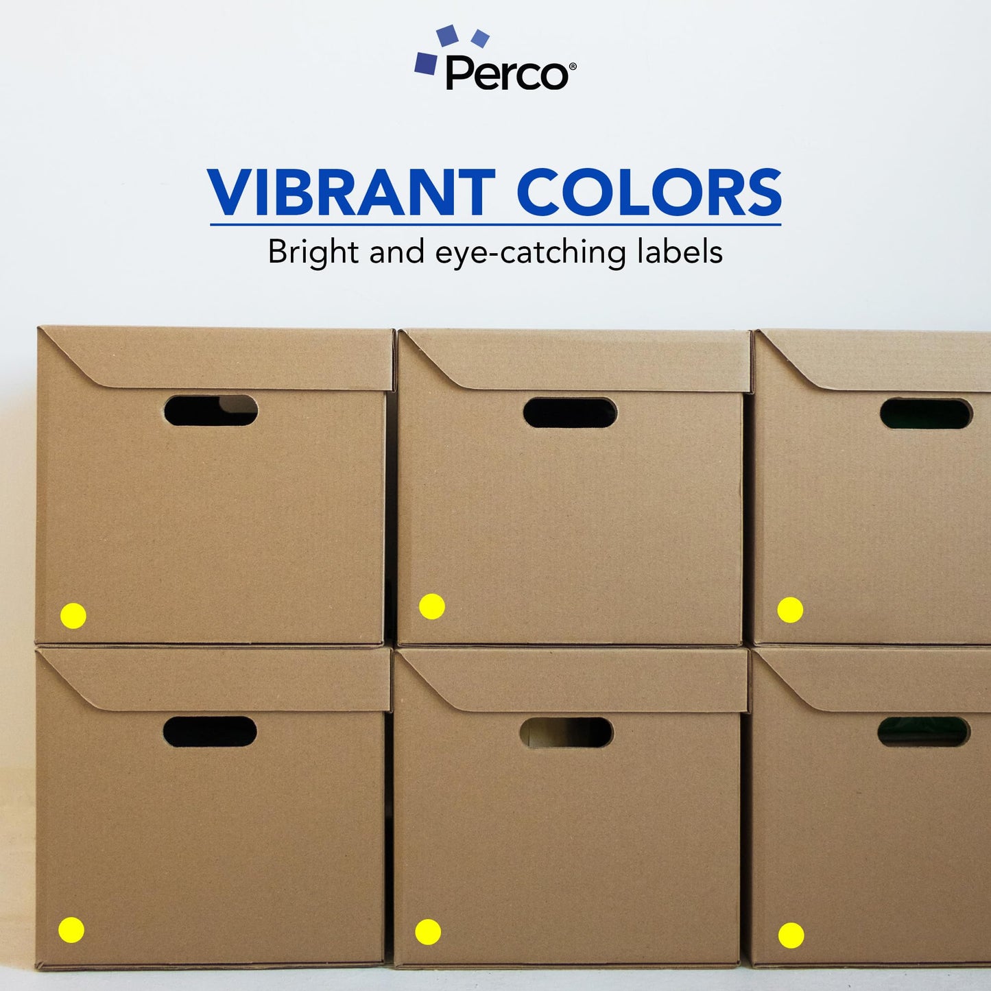 Perco Fluorescent Yellow 1-Inch Round Circle Dot Sticker Labels with Permanent Adhesive - 1,000 Labels per Roll - Vibrant Colors, Strong Adhesion - Made in USA 1 Roll