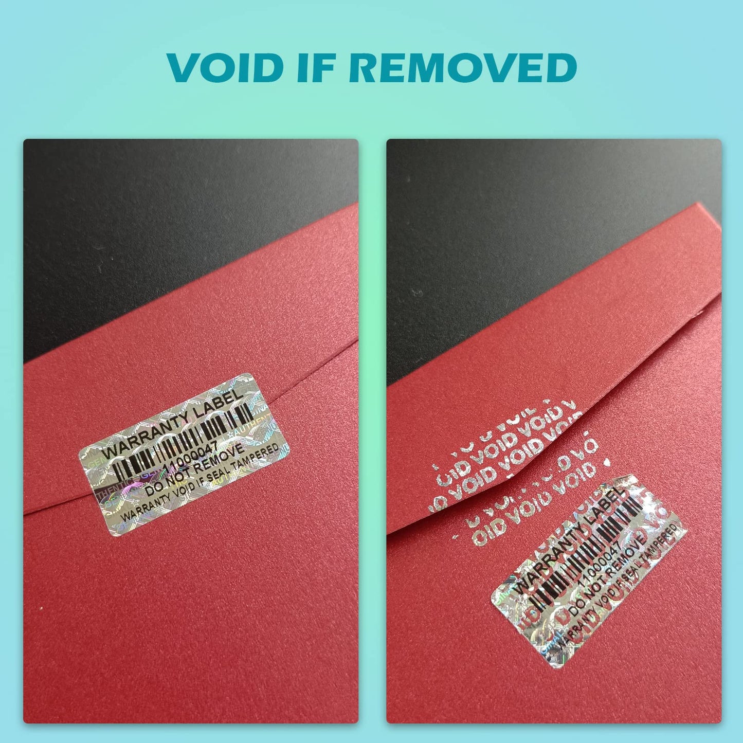 380pcs Tamper Proof Stickers with bar Code Hologram Security Labels Genuine Warranty Seal with Unique Serial Number(1.2 X 0.6 Inch,GQYH) Silver