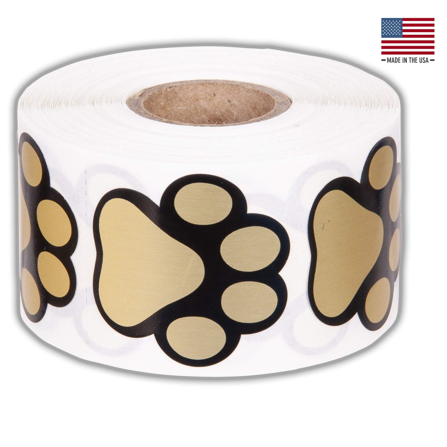 Paw Prints Animal Stickers- 500 1.5" Labels, Dog Paw Prints for Kids, Parties, Vets, Kennels, and Mailing. Made in The USA by Kenco (Gold FOIL Paws) Gold Foil Paws