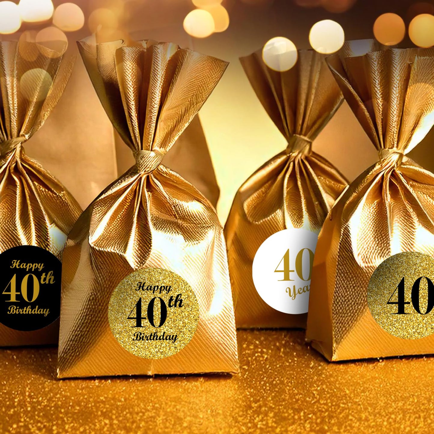 40th Birthday Kisses Stickers, (Set of 324) Chocolate Drops Labels Stickers for 40th Birthday,Party Favors Decor for Kisses. Made in USA, 9 Designs (36 Stickers of Each)