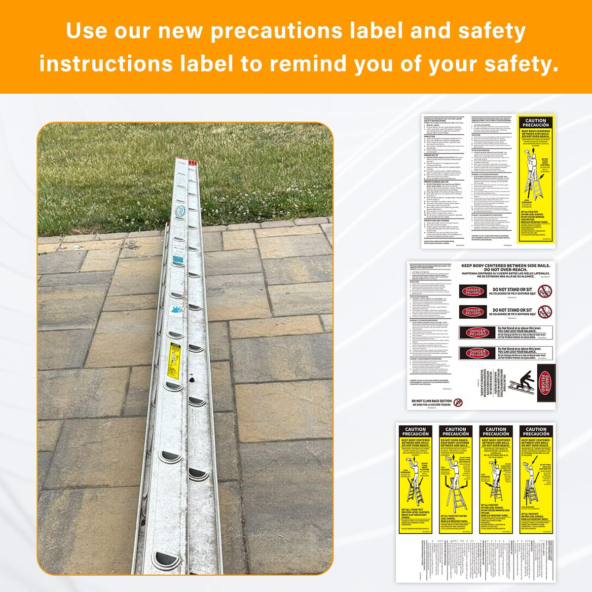 10 Pcs Step Ladder Safety Stickers Compatible with Werner Fiberglass Stepladder, Extension Ladder Inspection Labels Stickers Replacement for Werner LFS100 Fiberglass Step Ladder Label Kits