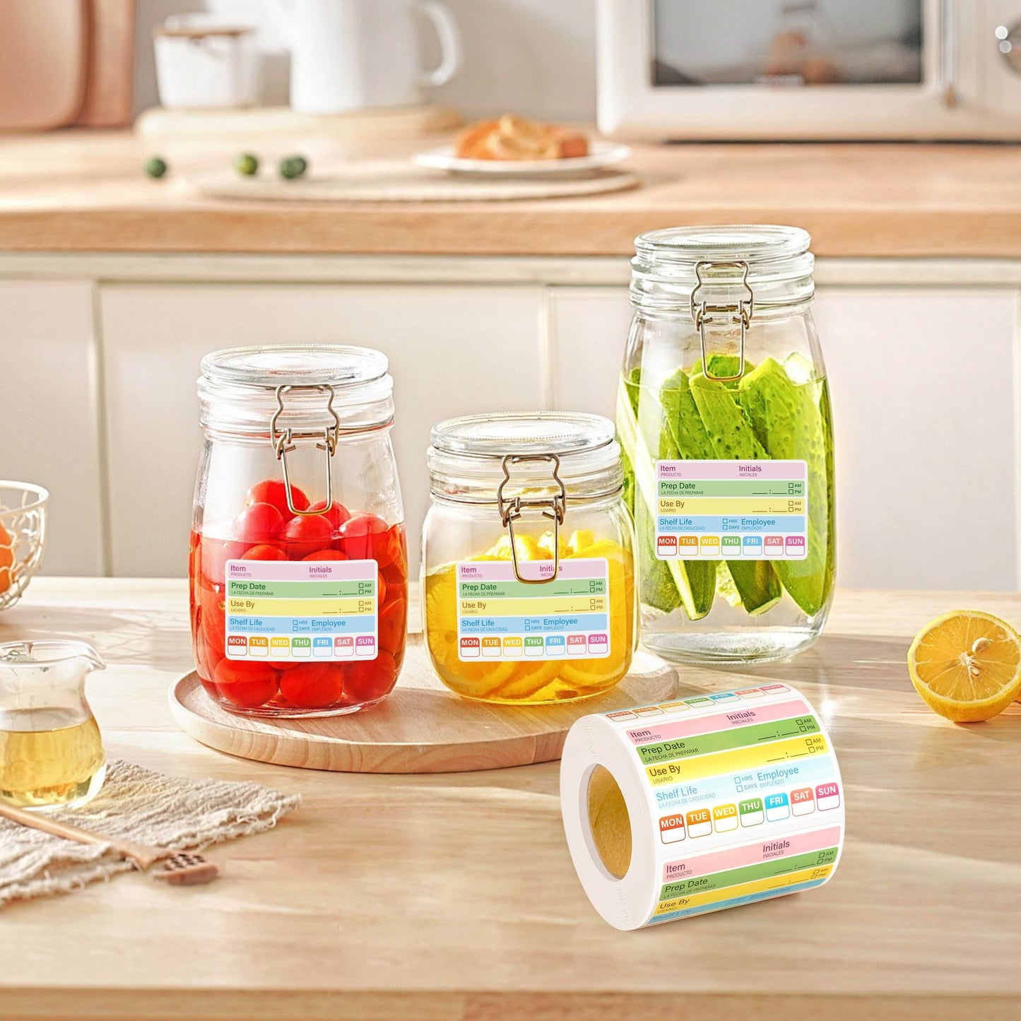 480Pcs Food Rotation Labels for Restaurant Self-Adhesive Removable Expiration Date Stickers for Reusable Containers Kitchen Supplies 3 X 2inch Multicolor
