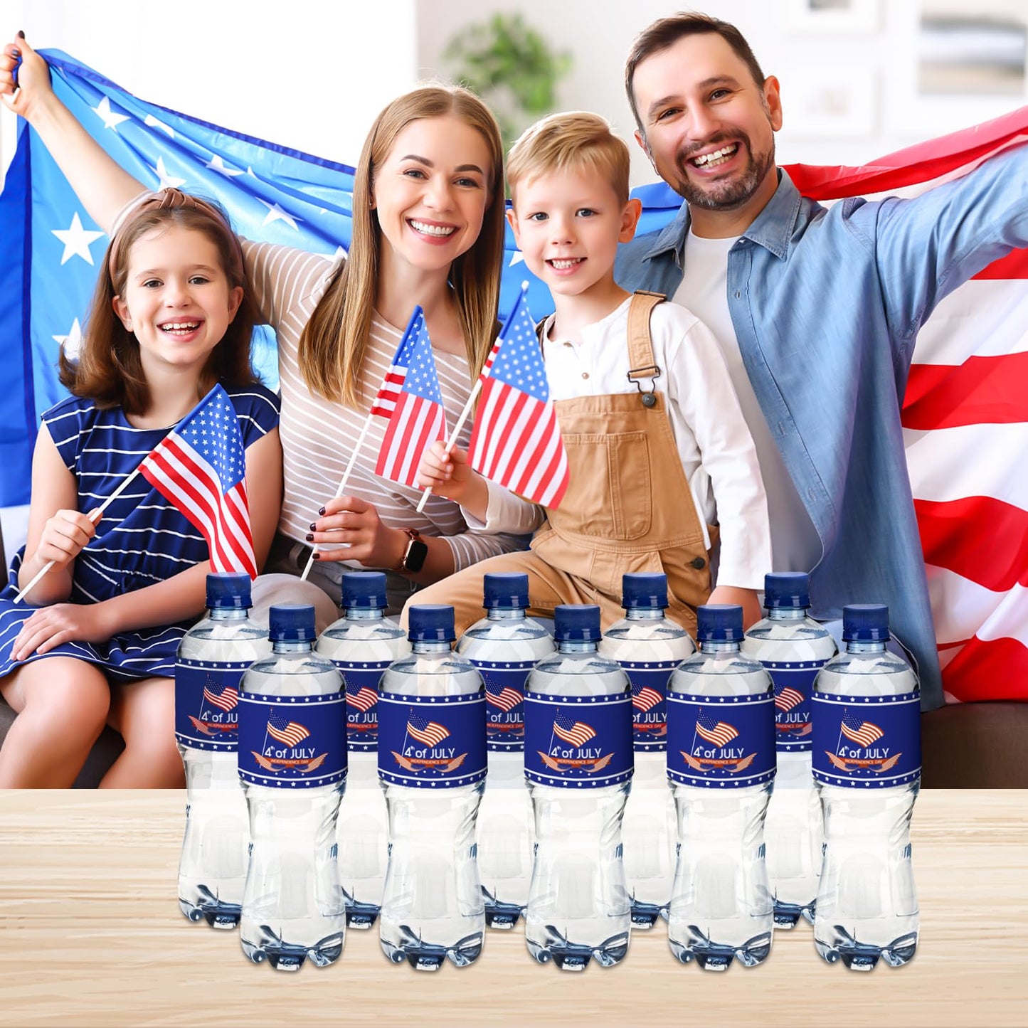 120PCS 4th of July Decorations Water Bottle Labels, 8.7" x 2" Fourth of July Accessories Water Labels,4th of July Stickers for American Independence Day, Labor Day