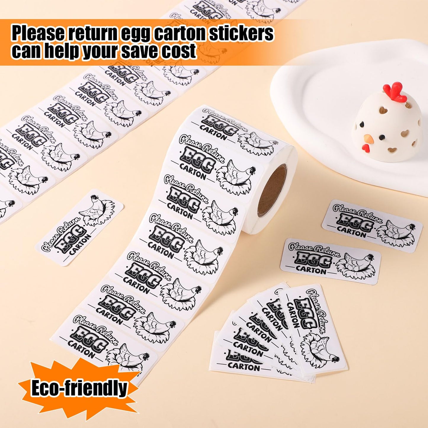 500pcs Chicken Egg Carton Labels Stickers, Rectangular Please Return Egg Carton Sticker Farm Fresh Egg Carton Labels Egg Packaging Stickers for Box Container Carton Farm Supplies