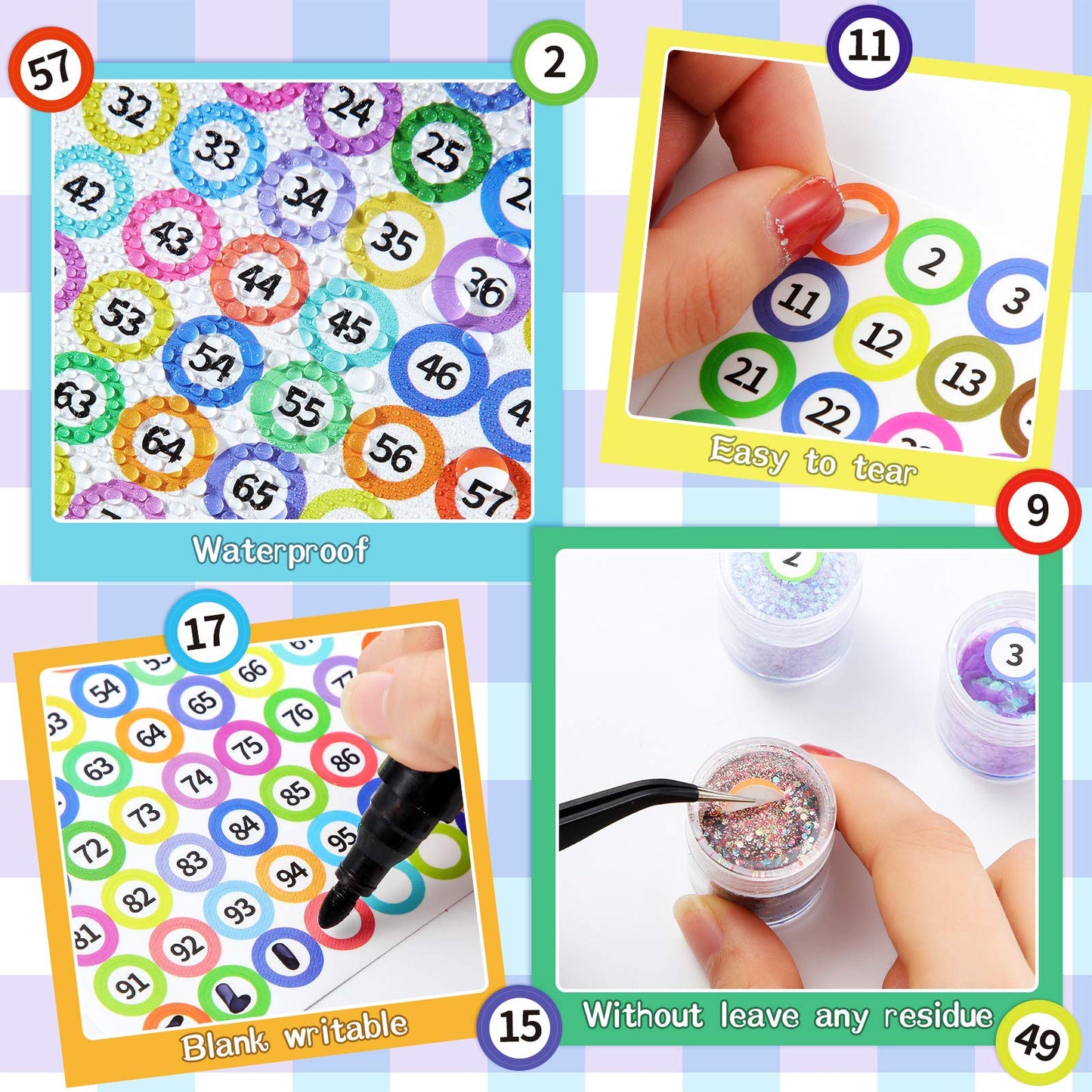 Supervitae 3300 Pcs 30 Sheets Small Number Labels Stickers 1-100 Mini Numbers Round Stickers 0.4 Inch Self Adhesive Labels for School, Office, Classroom, Organizing