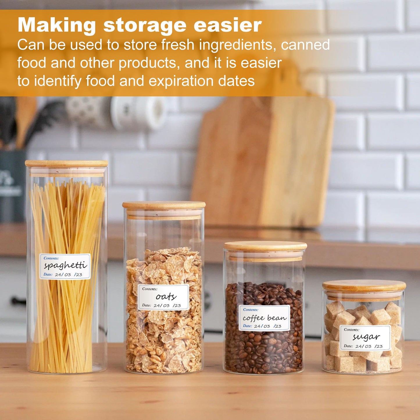 300pcs Removable Freezer Labels, Blank Writable Food Storage Labels, Food Date Sticker Pantry Labels for Kitchen Restaurant Market Grocery Store Food Containers