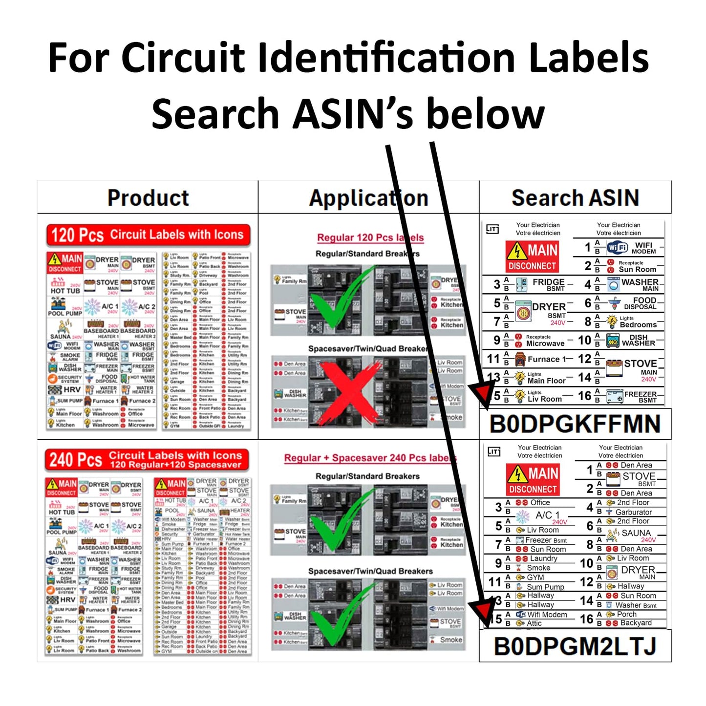 42 Circuits 2 Pack Vinyl Replacement for Cutler Hammer Eaton Electrical Circuit Breaker Fuse Panel Directory Labels Stickers Decals CKTDIR Waterproof