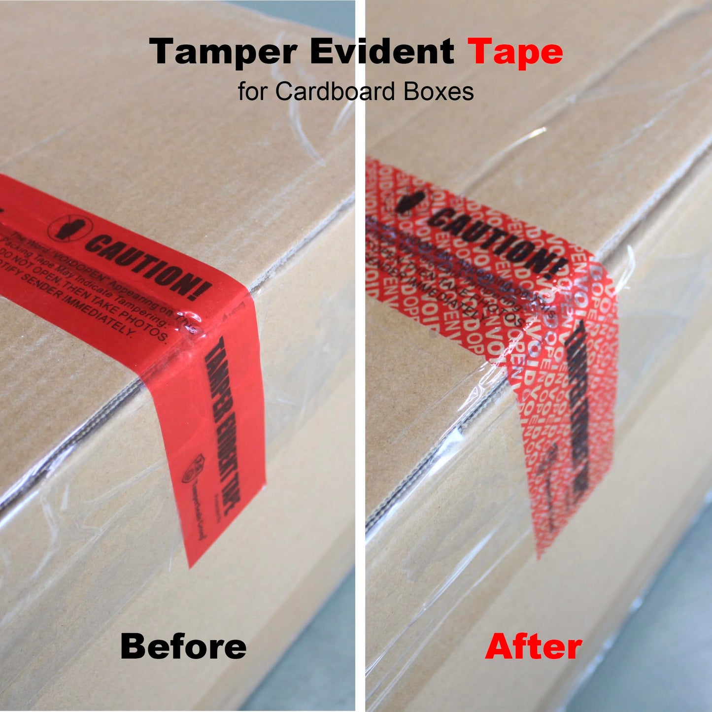 1 Roll 100% Total Transfer Tamper Evident Security Seal Tape (50mm x 50m x 2mil, Ultra-Thick “Void” Film, Red)