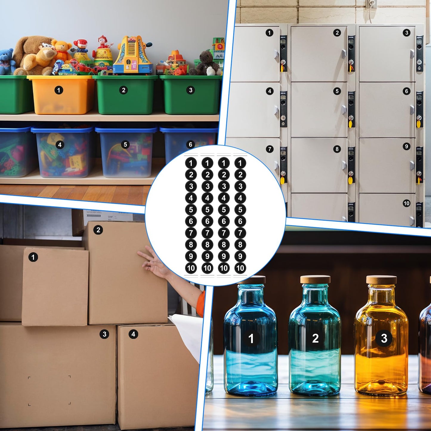 40 PCS Self-Adhesive Number Stickers 1.6 in Black Vinyl - Small Round Removable Labels for Inventory Storage (1-10)