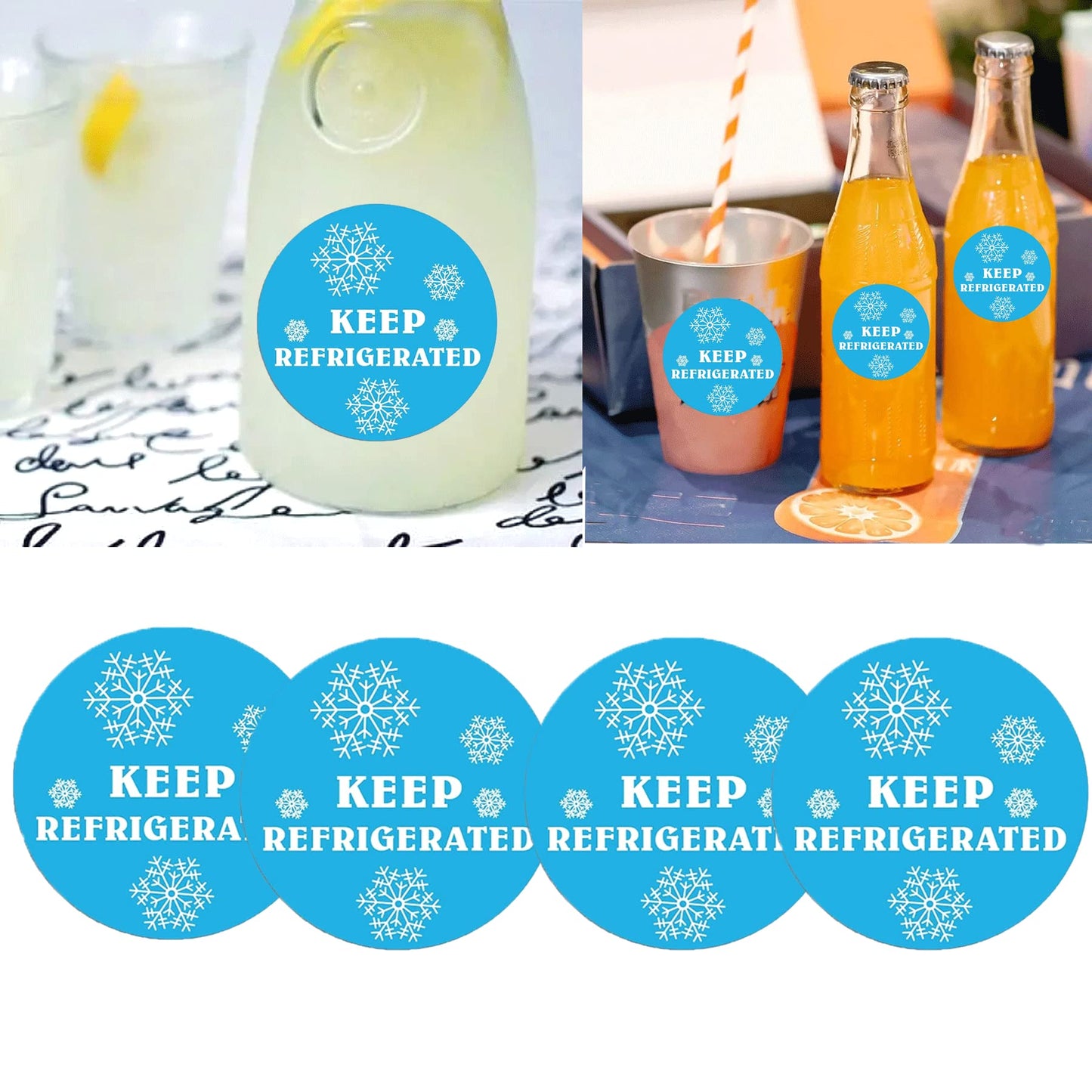 wootile Keep Refrigerated Stickers Waterproof 1.5 Inch Fluorescent Round Dots Blue Keep REFRIGERATED Food Packaging Warning Labels for Pharmacy, Drug Stores,Warning Labels,Health clinics 500Pcs