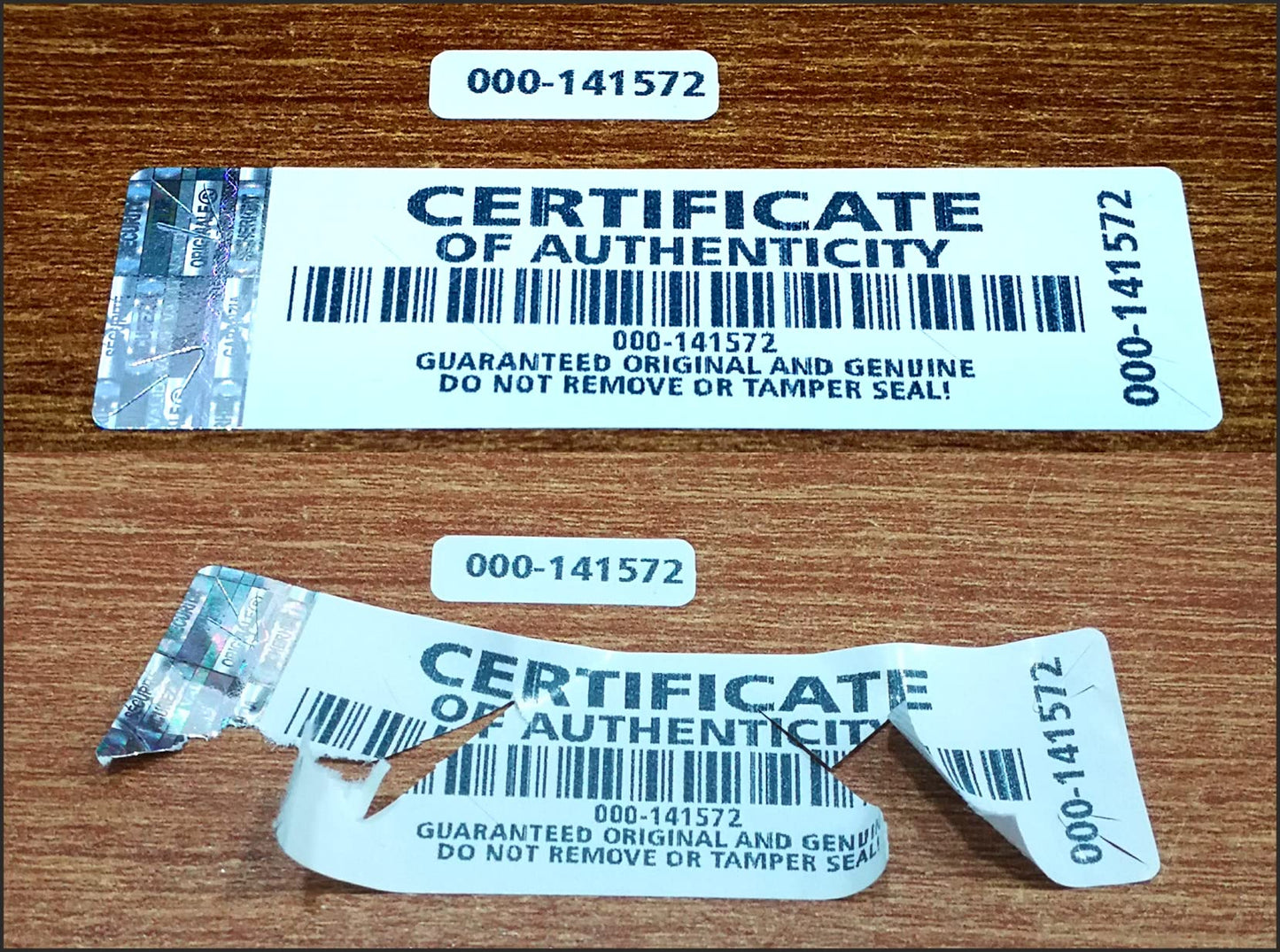 250 pcs High Security Certificate of Authenticity Labels Security Stickers with Hologram Stripe and Extra Label with Serial Number 2.75 x 0.78 inch