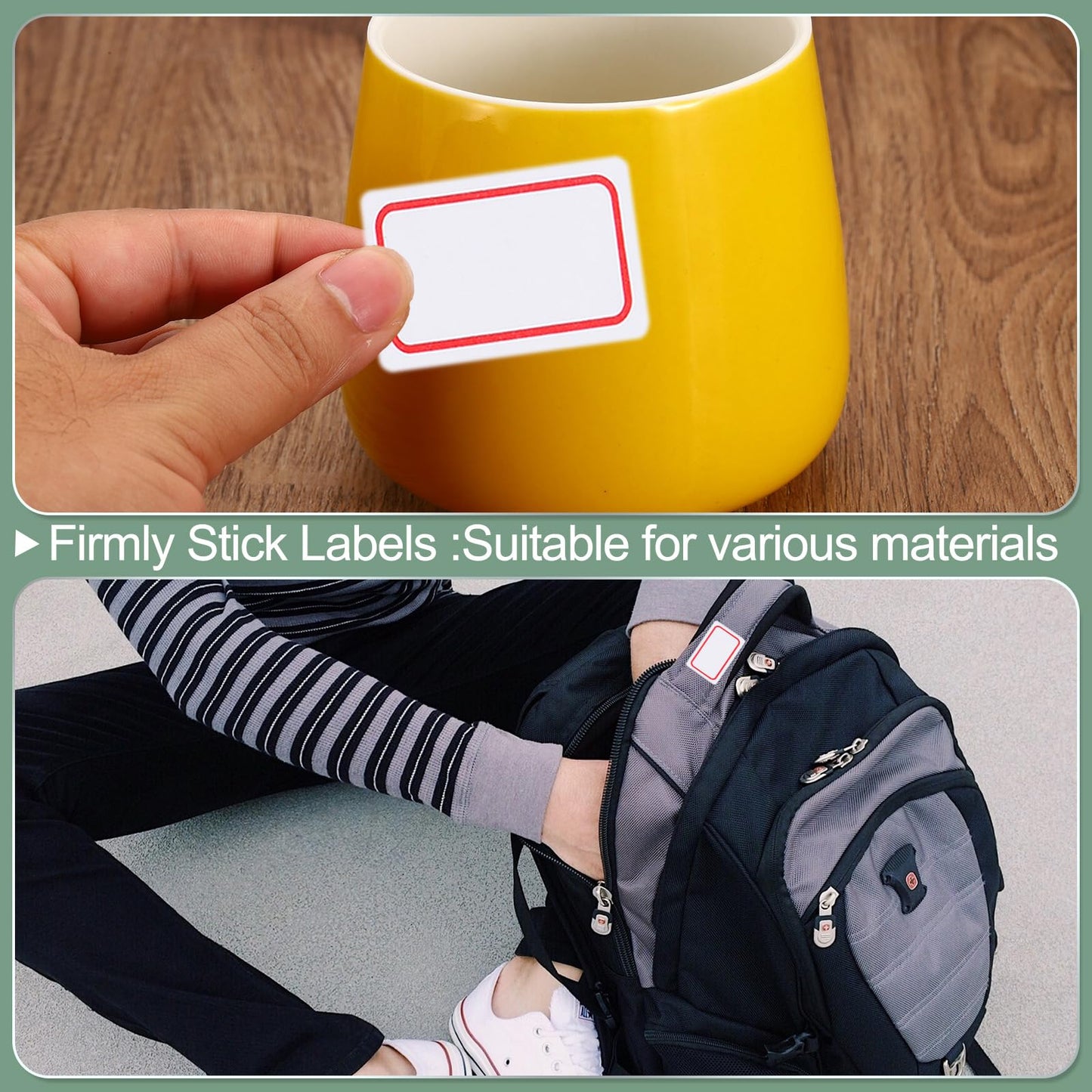 M&G 1200 Pcs Name Tag Stickers, Name Labels Stickers Waterproof Adhesive Labels Blank for Stuff-Daycare Supplies Bottle Clothes Fabric Folder Office Camp, 18x32mm, Red White