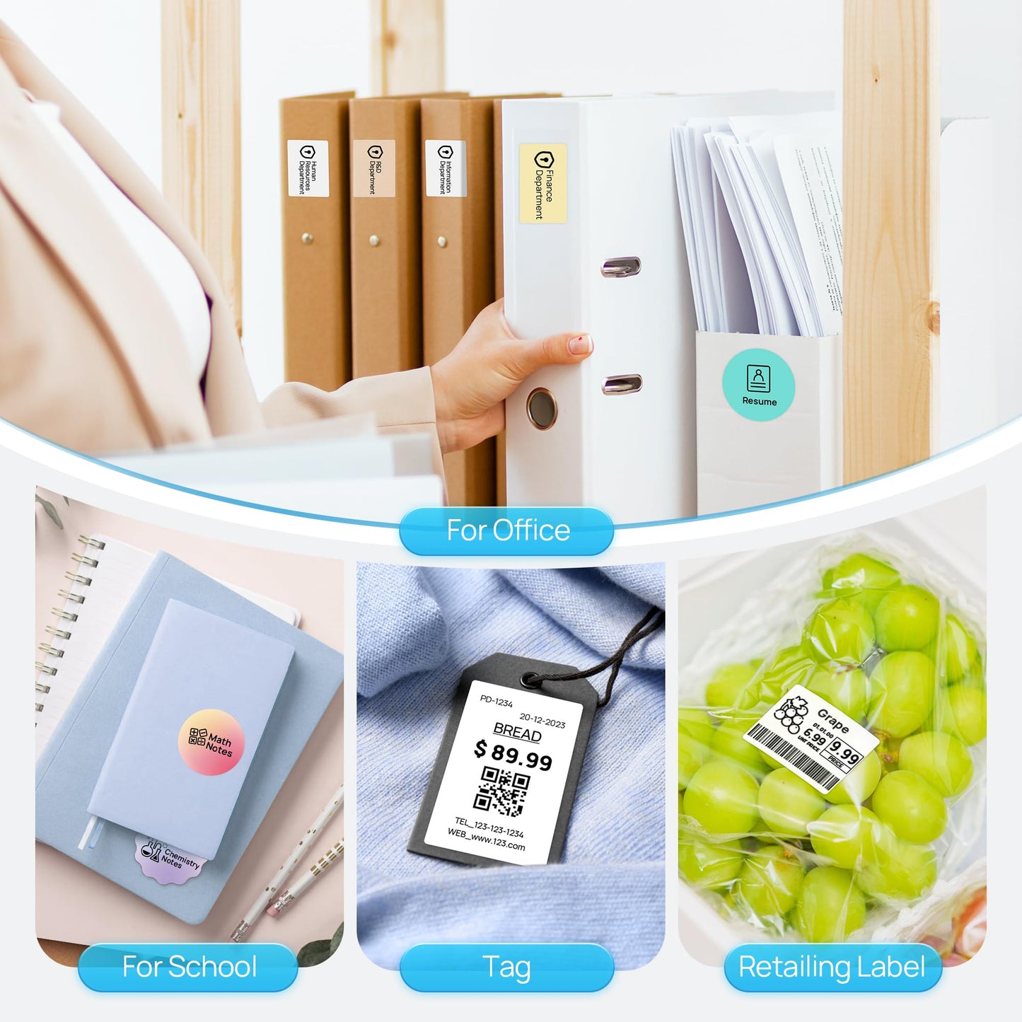 POLONO Thermal Labels for PM220S Label Maker, 1.57"x1.18" (40x30mm), Multi-Purpose Thermal Sticker Label Tape, Self-Adhesive Thermal Paper for Home, Office, 230 Labels/1Roll, Clear