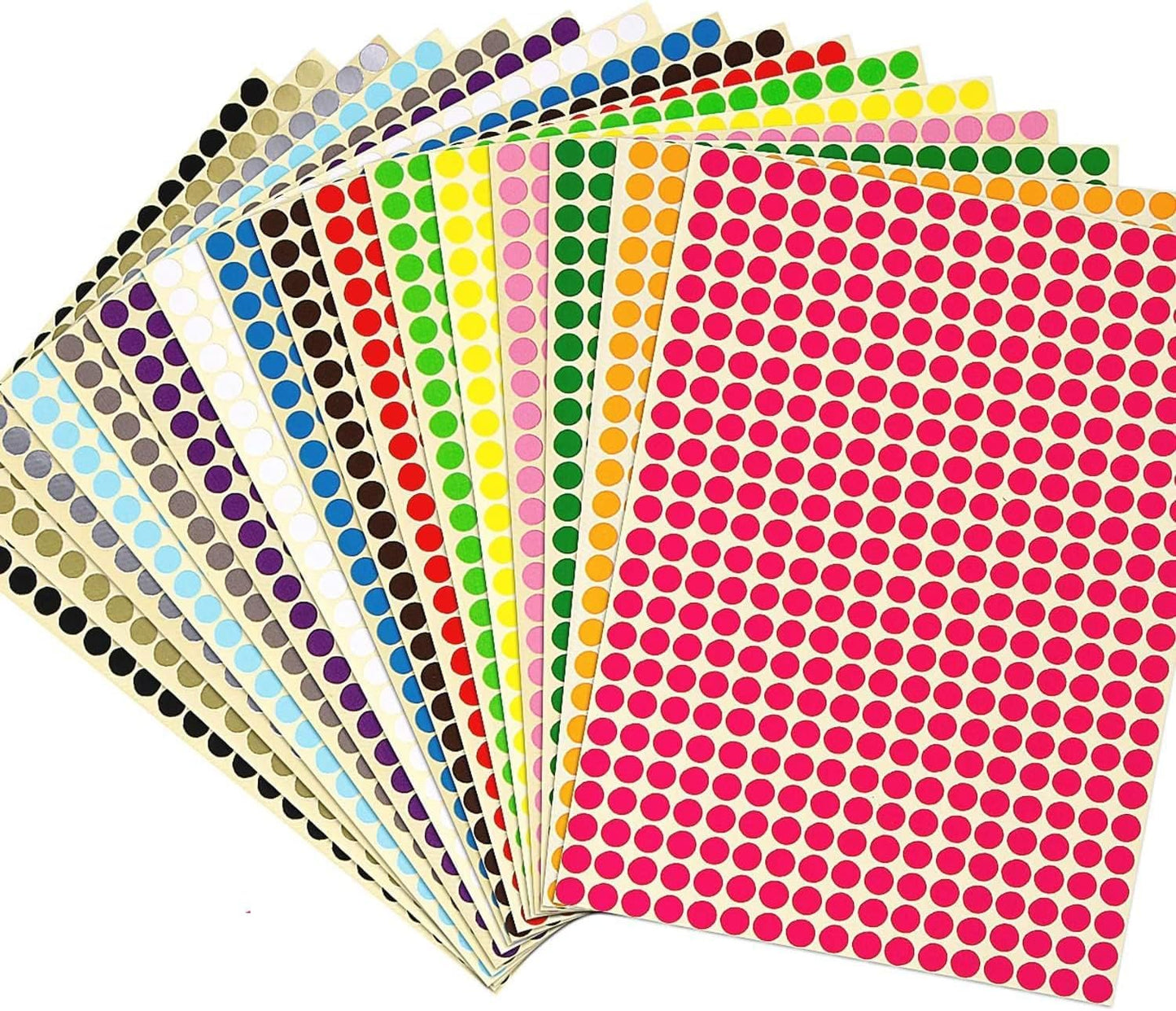 5940Pcs 1/4 inch Small Colored Dot Stickers Circle Label Sticker, 0.25" Round Colored Dot Stickers Labels, 15 Color Coding Labels and Stickers Labels