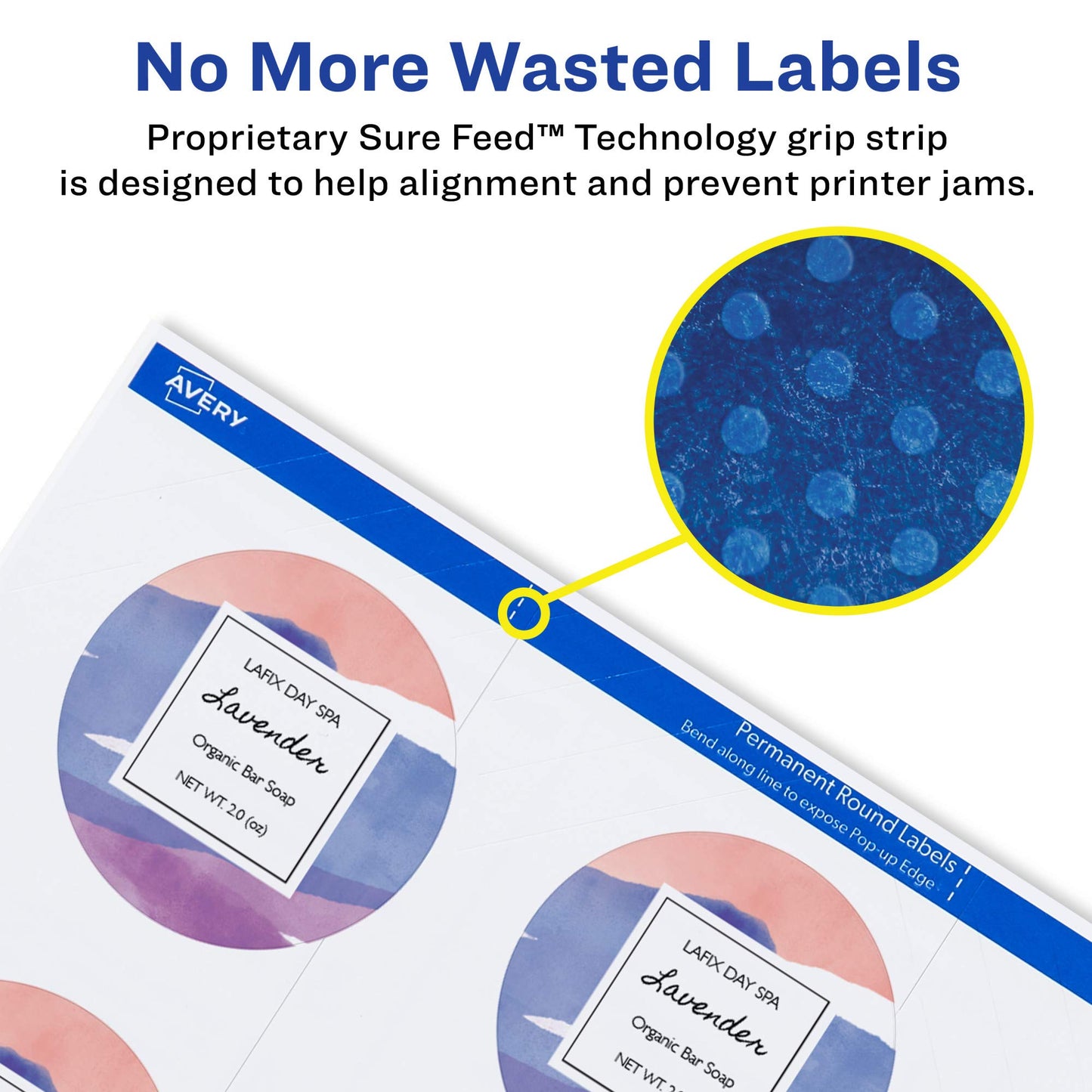 Avery Printable Round Labels with Sure Feed, 2" Diameter, Matte White, 300 Customizable Labels (22877) 8.5" x 11" 300 labels