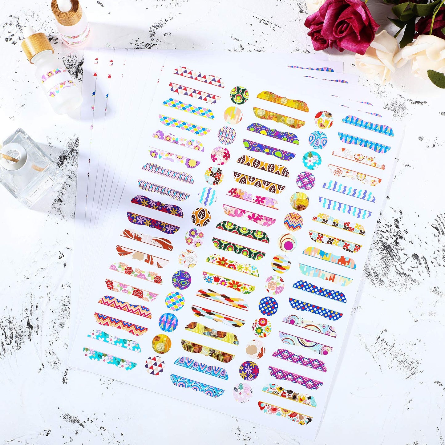 550 Pieces 10 Sheets Essential Oils Labels Include 270 Pieces Essential Oil Bottle Labels and 280 Round Cap Stickers Waterproof Stickers for Bottles Markers