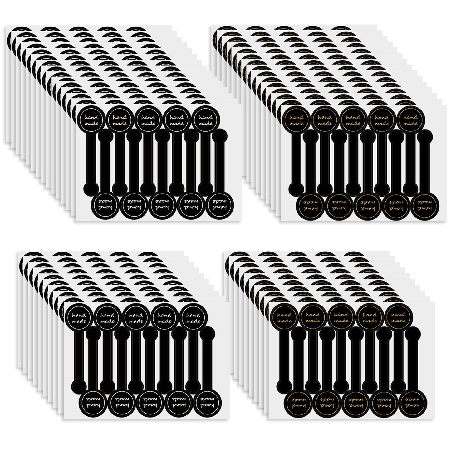500pcs Handmade Food Baking Seal Stickers, Black Foil Self Adhesive Bakery Stickers, 3.9in Long Strip Tamper-Proof Packaging Sealing Labels for Lollipop Cake Cookie Bread Black & Foil (500pcs-3.9in Long)