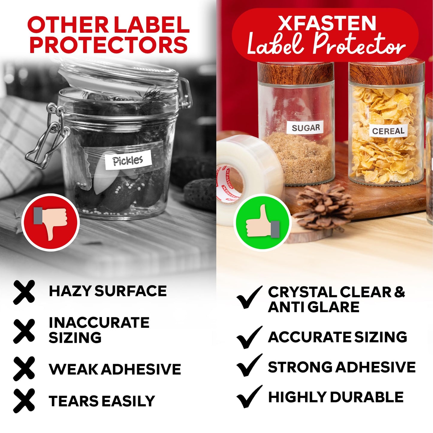 XFasten Clear Label Protectors 500-Pack 3.5 x 1.18 Inch Waterproof Labels for Plastic, Books