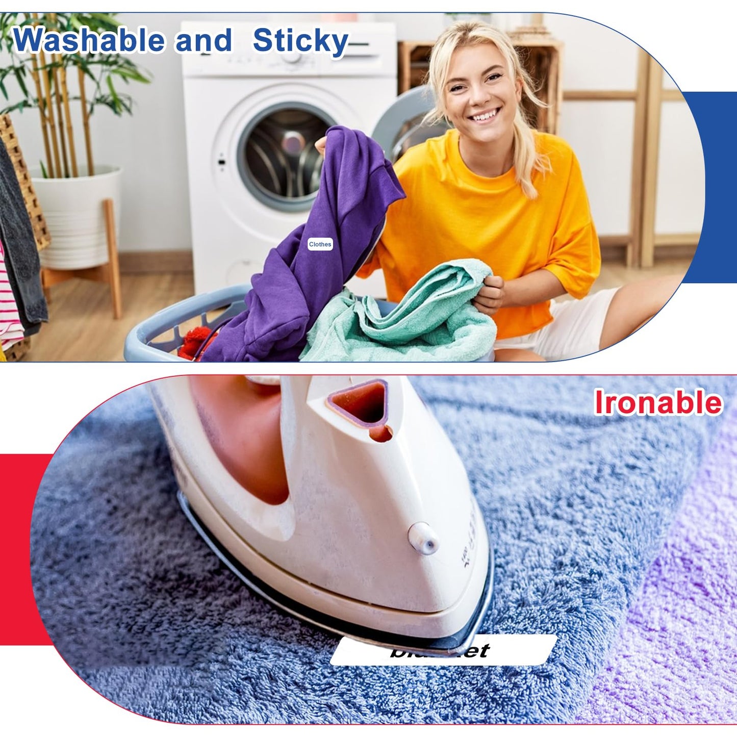 Self-Stick Clothing Labels - No Iron, Permanent Name Labels for Kids - Fabric Markers for Camp, School, Daycare Laundry Shop Supplies