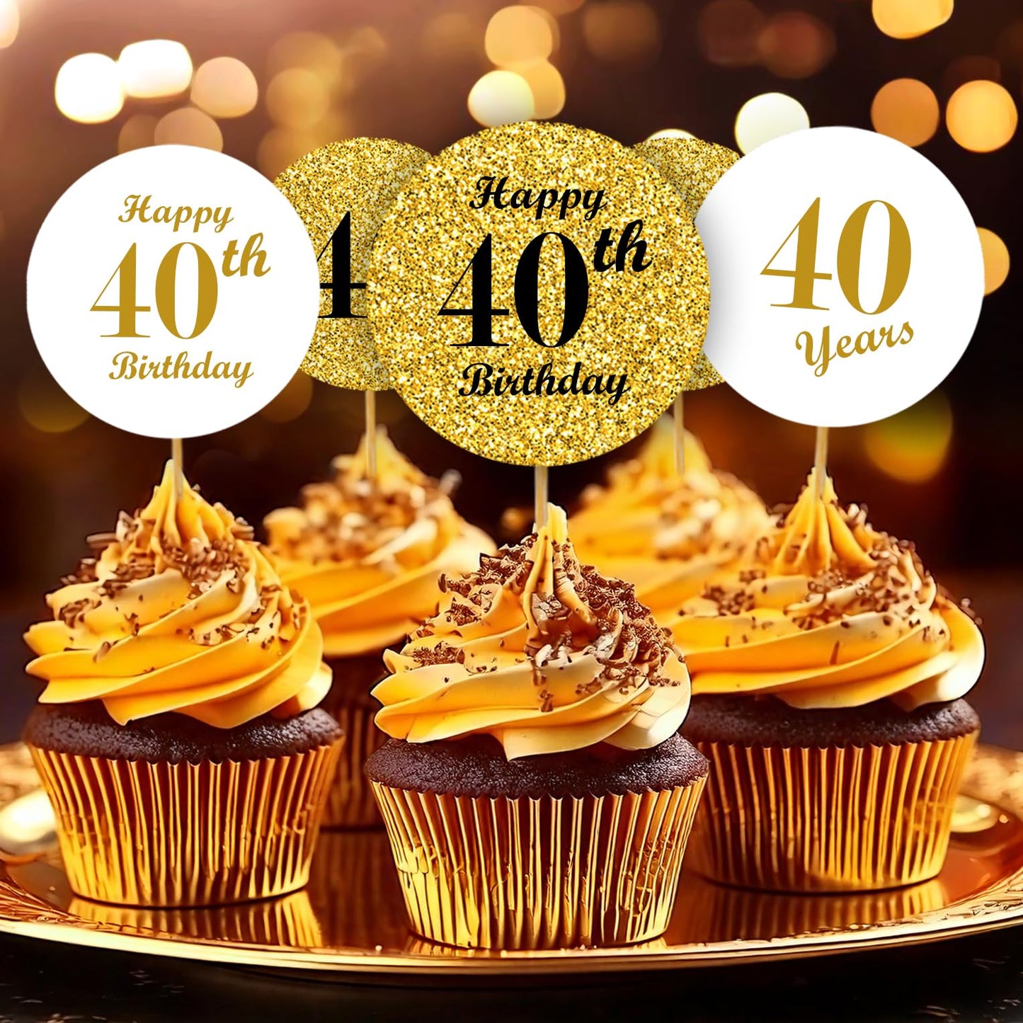 40th Birthday Gold Kisses Stickers, (Set of 324) Chocolate Drops Labels Stickers for Birthday Party, Party Favors Decor for Kisses. Made in USA