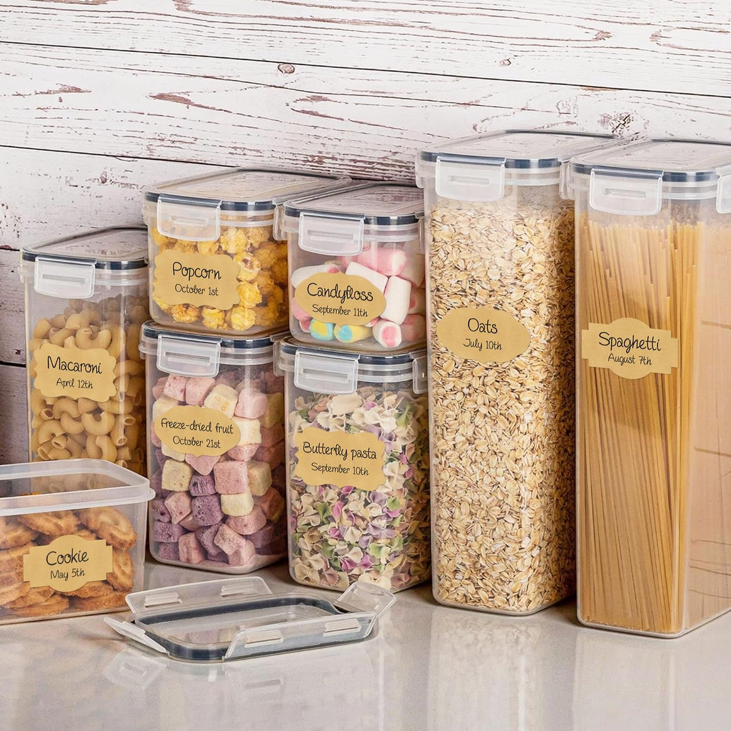 300PCS Kraft Brown Labels 2x1.2 Inch - Blank Self-Adhesive Stickers for Mason Jars, Bottles, Gift Wrapping, Food Storage & Crafts (Writable, Vintage Style, 3 Designs)
