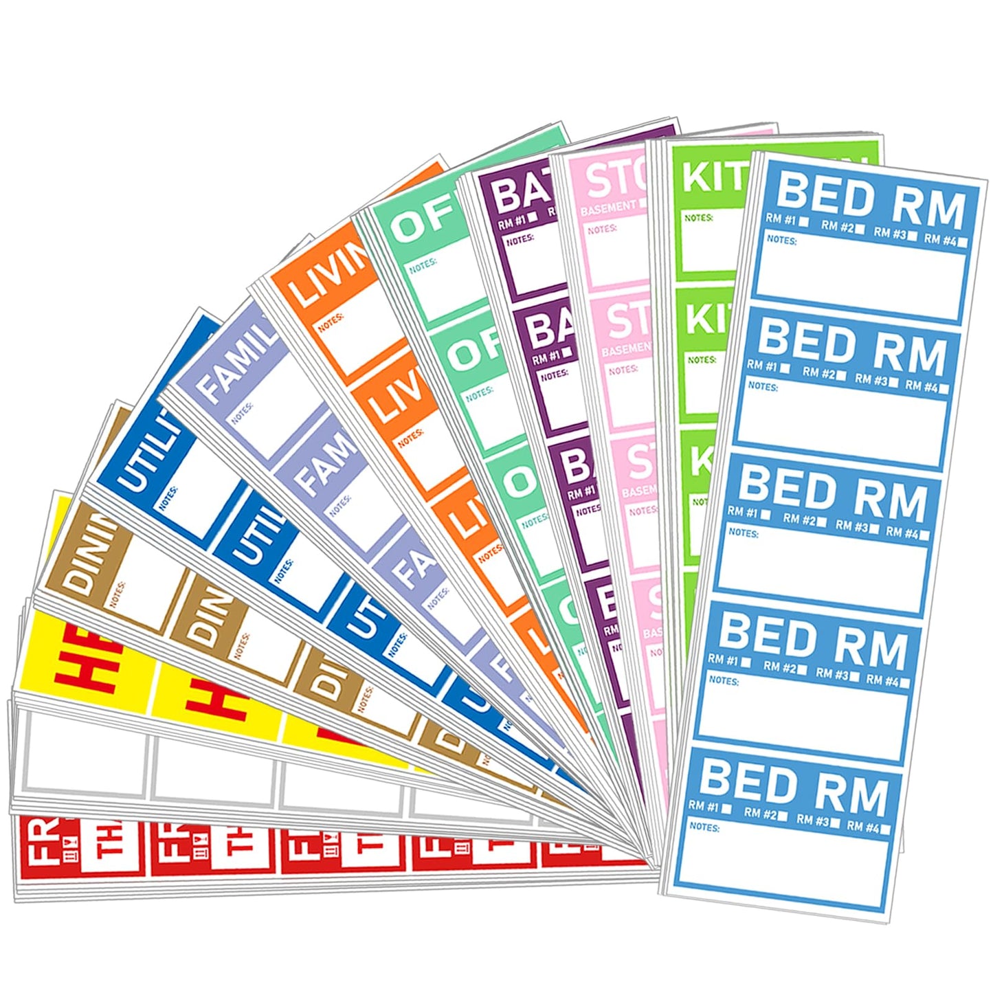 STARLIBOO 2''x 3'' Removable Home Moving Packing Box Labels, Waterproof 12 Designs Color-Coded Home Moving Stickers Including Fragile/Heavy/Blank Labels (300 Labels) 12 Colors--300 Labels 2*3 inch