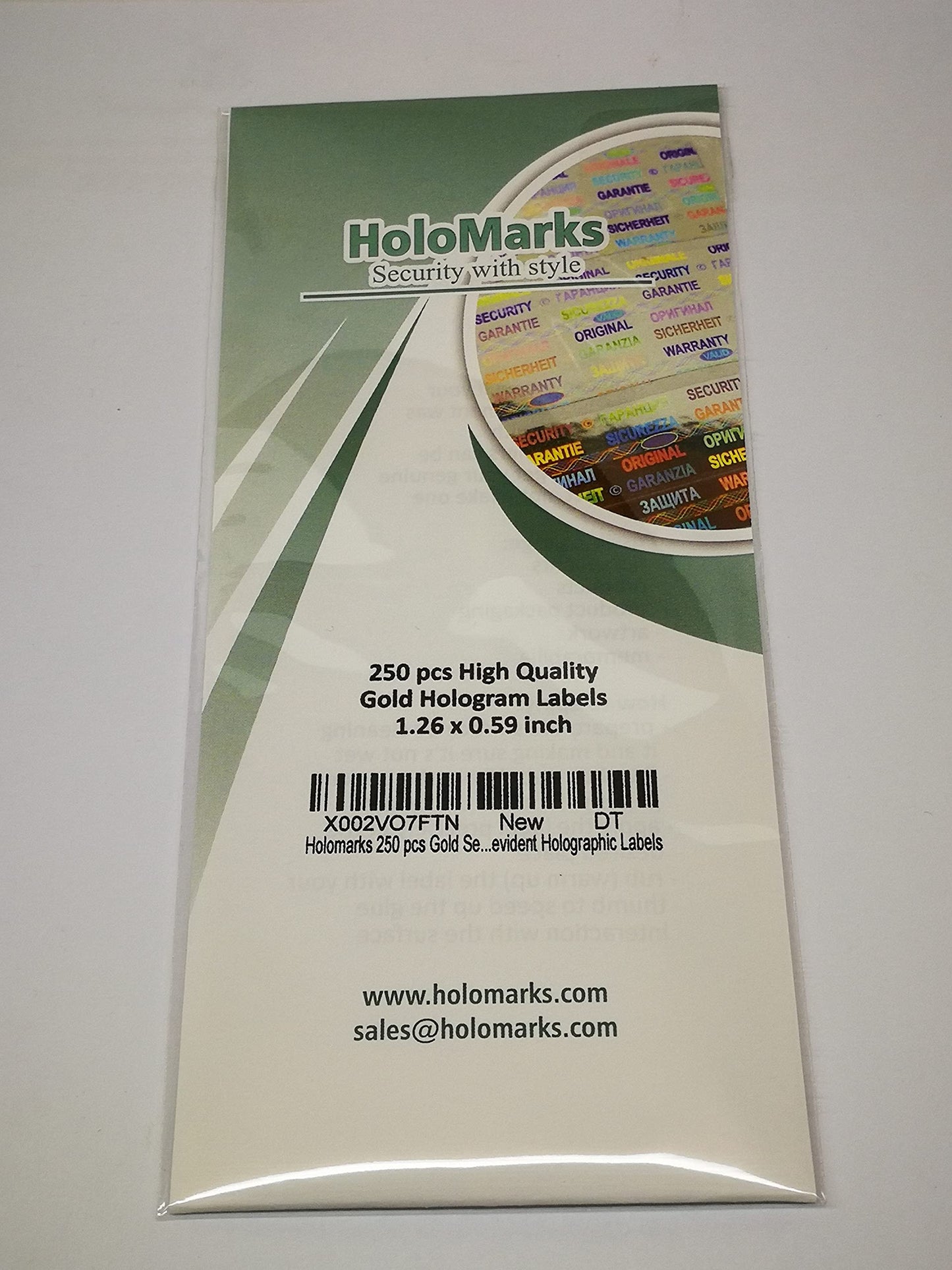 250 pcs Gold Security Seal 1.26 x 0.59 Inch, Void Hologram Stickers, Warranty Tamper evident Holographic Labels