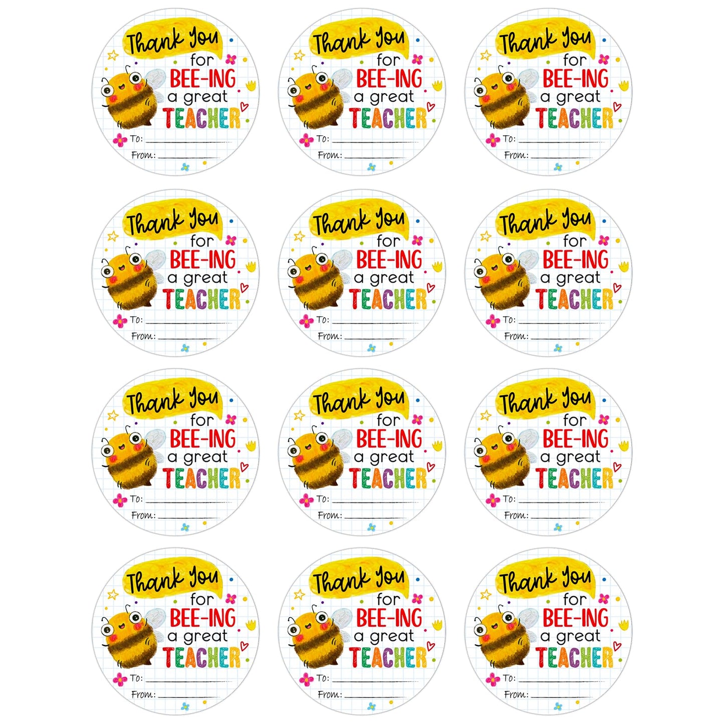 WhatSign 36Pcs Thank You Teacher Stickers Labels 1.5" Teacher Appreciation Stickers Gifts Tags A01