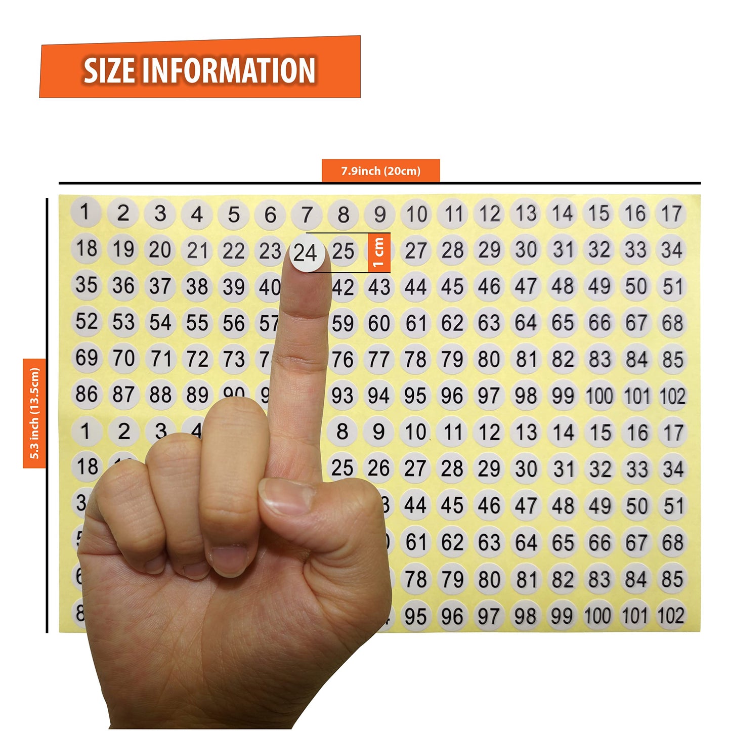1-102 Round Number Stickers - 30 Sets of 3060 Self-Adhesive Labels: Small Number Stickers & Signs