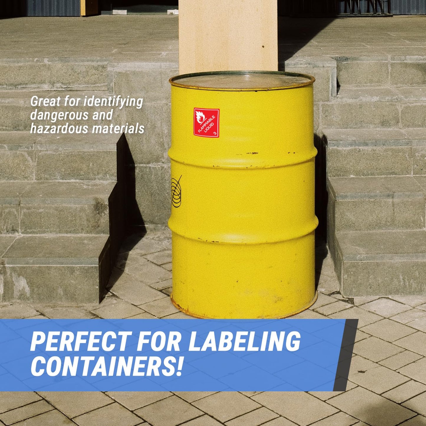 600 Class 3 Flammable Liquid Placards - 4 x 4 inch, Self Adhesive Flammable Liquid 3 Caution Warning Labels for Shipping & Storing Hazardous Materials, Red Paper Labels 2 Rolls