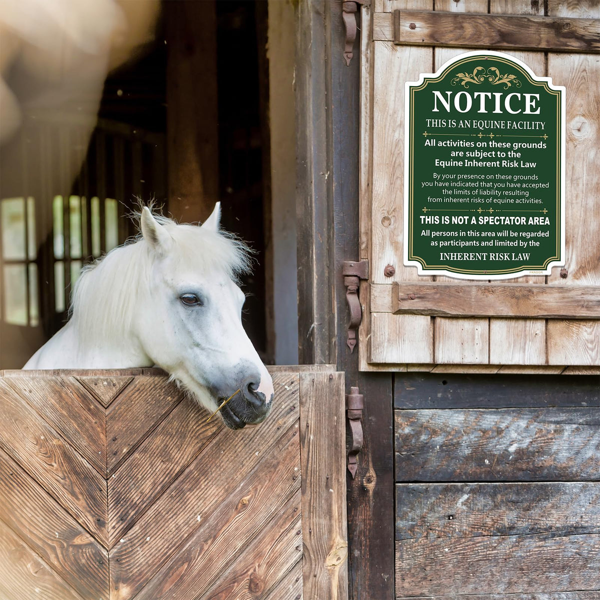 Equine Liability Sign 2 Pack, 10 x 14 inches Rust Free Aluminum Horse Barn Stable Farm Sign, UV Protected, Fade Resistant