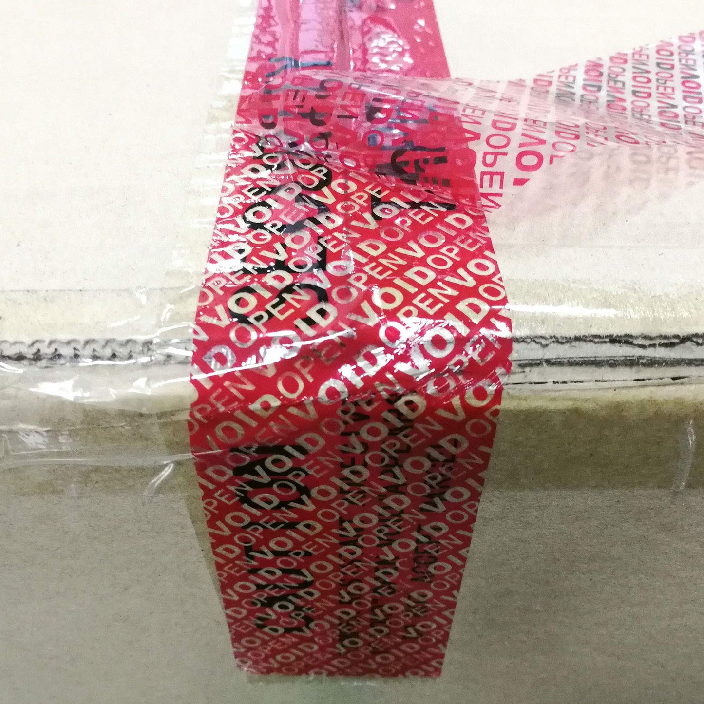 1 Roll 100% Total Transfer Tamper Evident Security Packing Tape (2 Inches x 55 Yards x 2 Mil, Ultra-Thick “Void” Film, Red)