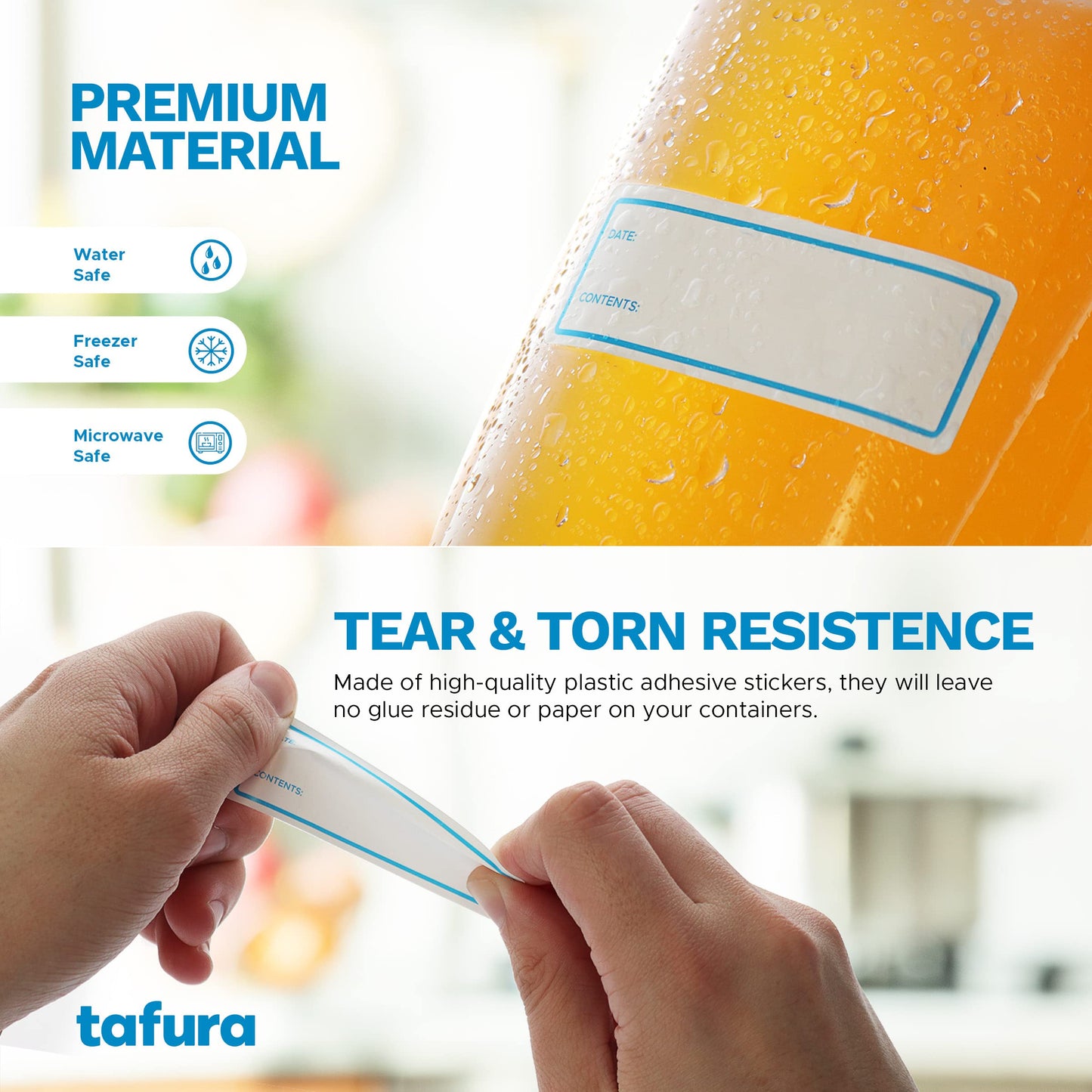 Tafura Food Labels (200 pcs) Freezer Labels for Food Containers | Removable Food Labels Stickers, Easy Write On, No Residue, 1x3 Inch