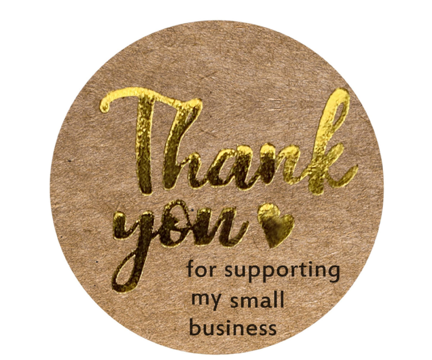 N’icePackaging – 500 Qty – 1 inch Thank You for Supporting My Small Business (Gold/Black Text) on Kraft Stickers (3 Styles) – Self-Adhesive – for Decoration/Sales/Branding/Envelopes Kraft / Gold-black