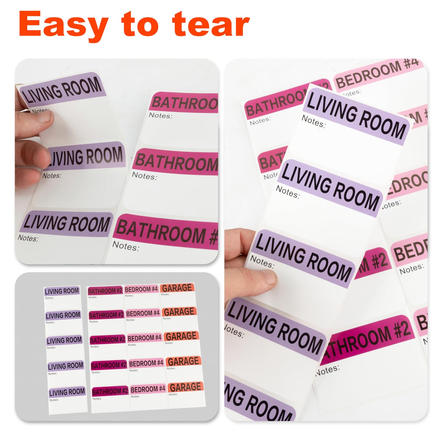 600 Mixed Color-Coded Writable Moving Labels (2" x 3") with 20 Designs, Fragile Stickers, Heavy & Blank Labels