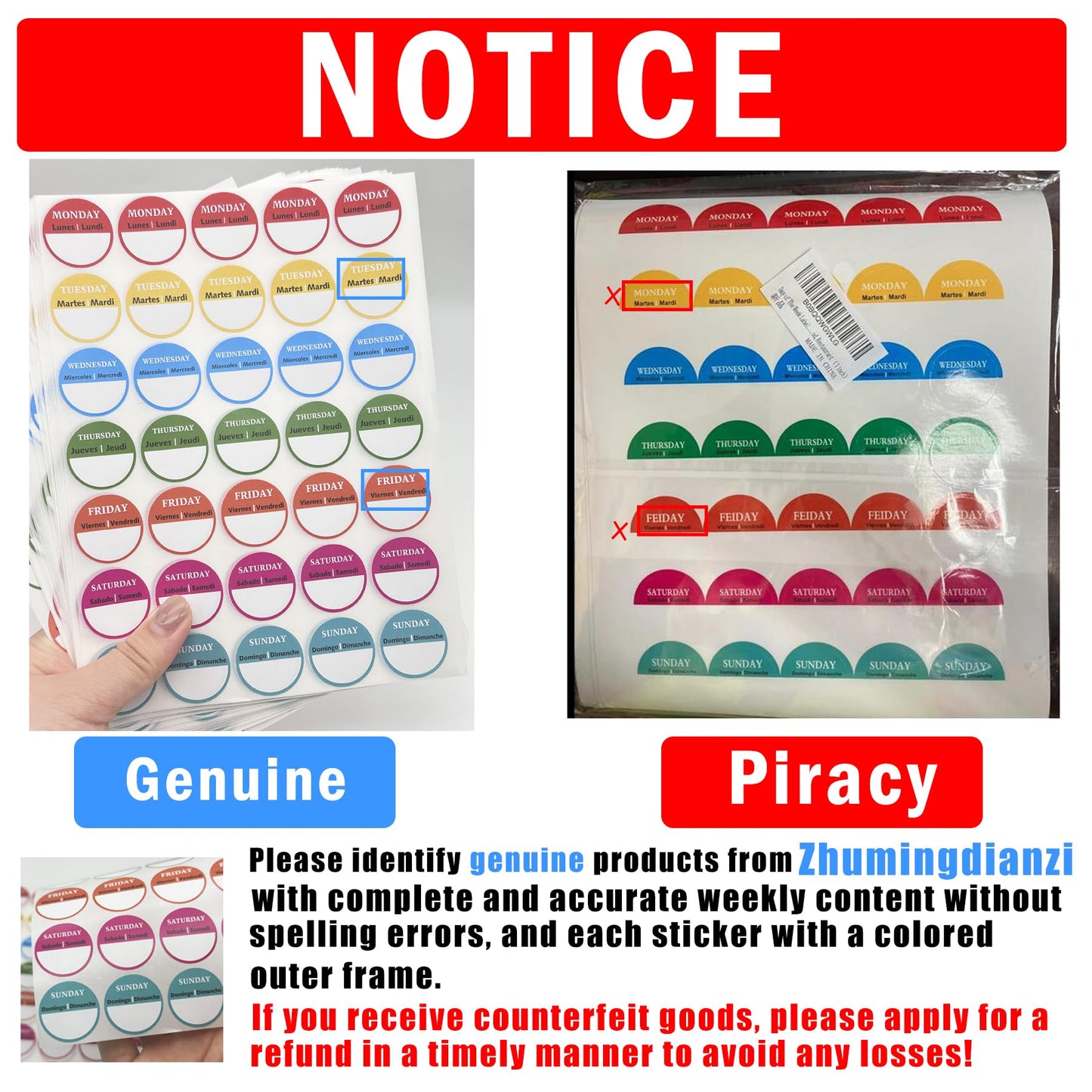 1050pcs Removable Weekly Day Dots Stickers for Inventory Management, Food & Restaurant (1 inch)