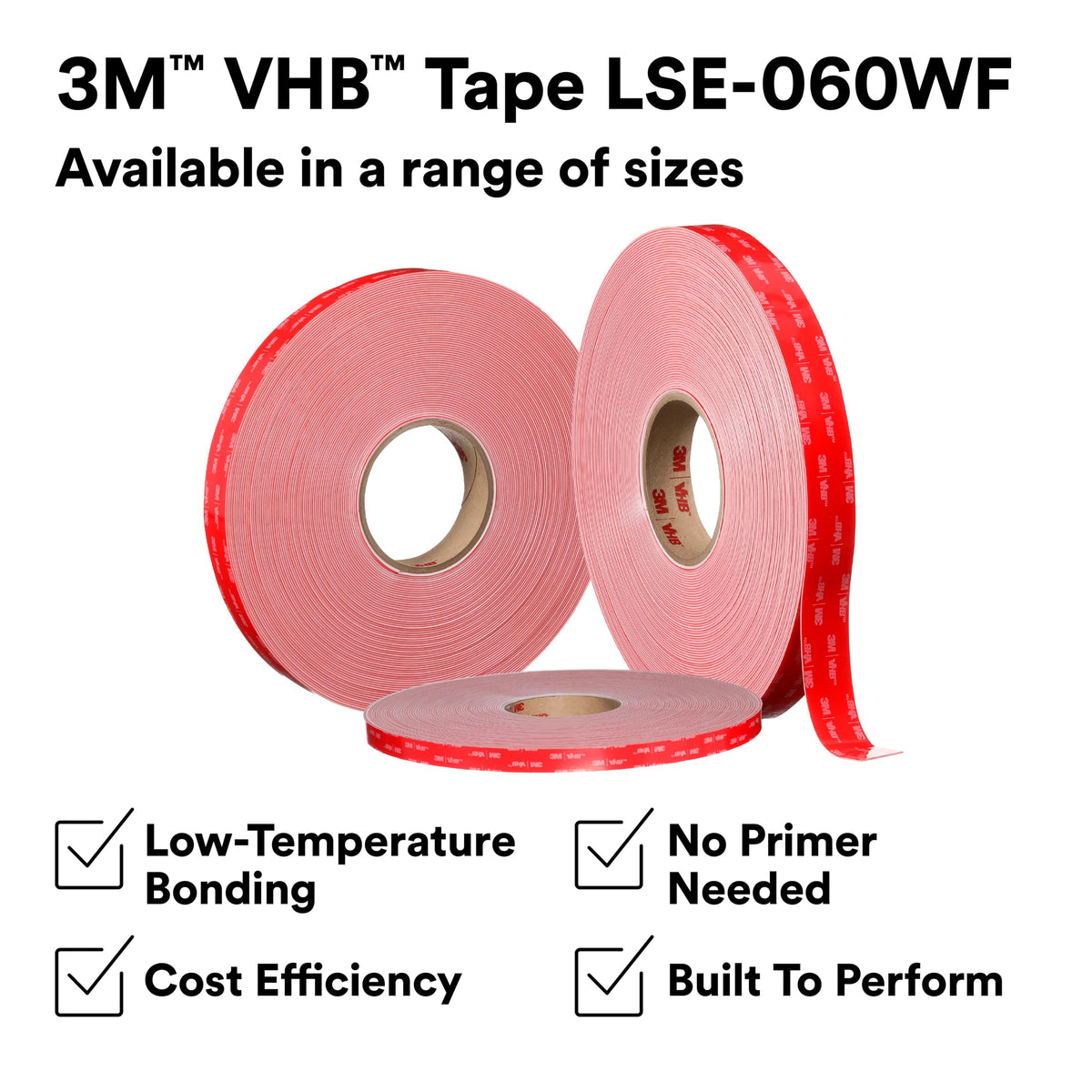 3M VHB Tape LSE-110WF, White, 1/2 in x 36 yd, 45 mil, 1 Roll