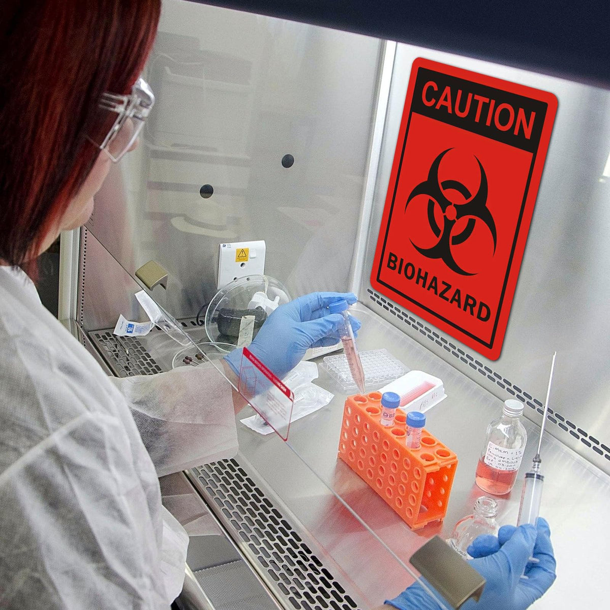 (5 Pack) Biohazard Sign Stickers, 10"X7" Biohazard Labels, Biohazard Warning Sign for Labs, Hospitals and Industrial, Weatherproof, Indoor or Outdoor Use