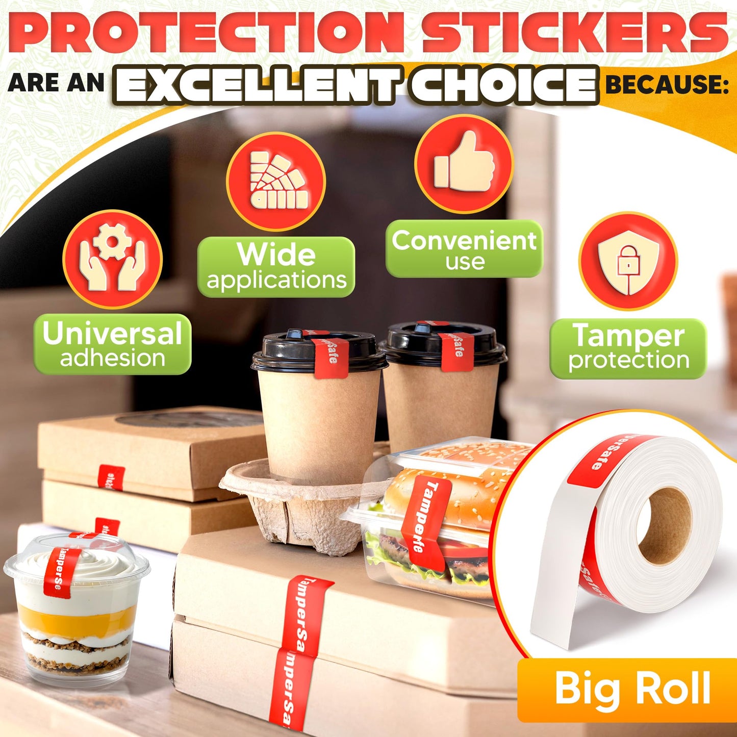 250-Pack Tamper Proof Stickers 1x3 – Durable Labels with Strong Adhesive for Secure Package Protection, Easy-to-Apply Tamper Evident Seals for Boxes, Containers, Envelopes & Documents